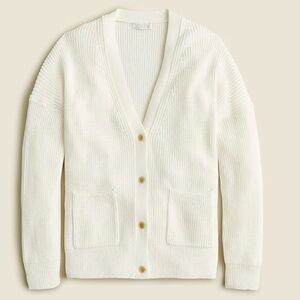 J. Crew Ivory V neck Cotton Blend Sweater